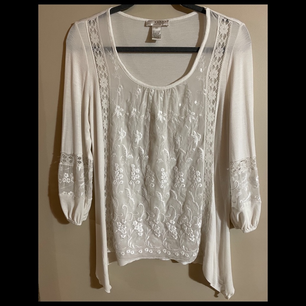 KENAR Boho Lace Embroidered Blouse - Size XSmall